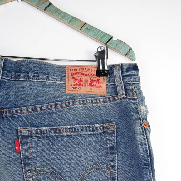 Levis 501 CT Men's Stone Washed Distressed Jeans - Picture 6 of 6